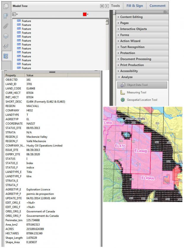 Object Data Tool used to interrogate a land parcel.