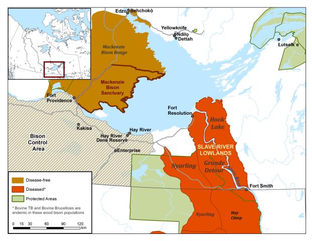 map of Slave River Lowlands Population habitat area