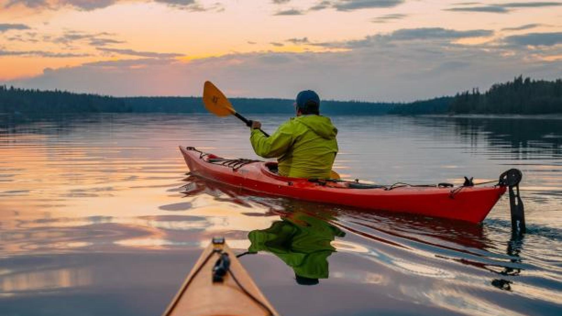 Kayakers on the water at Reid Lake Territorial Park