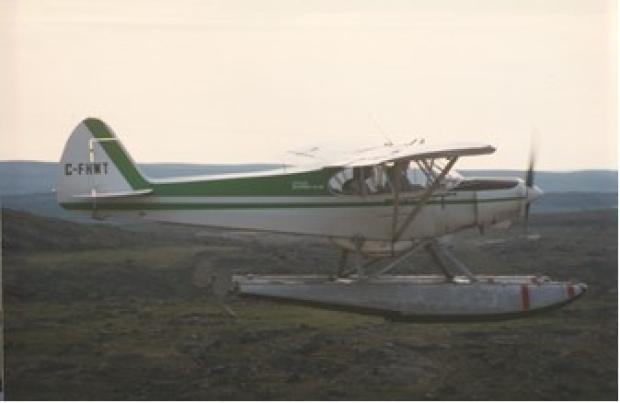Piston aircraft flying over the Southern Arctic