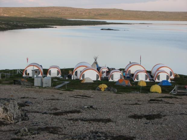 A camp by a lake