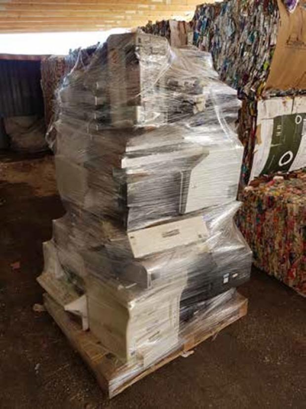 Electronics secured to a pallet for shipping
