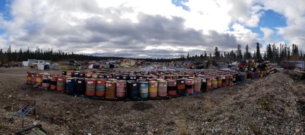 Hazardous waste consolidated and labelled for shipping
