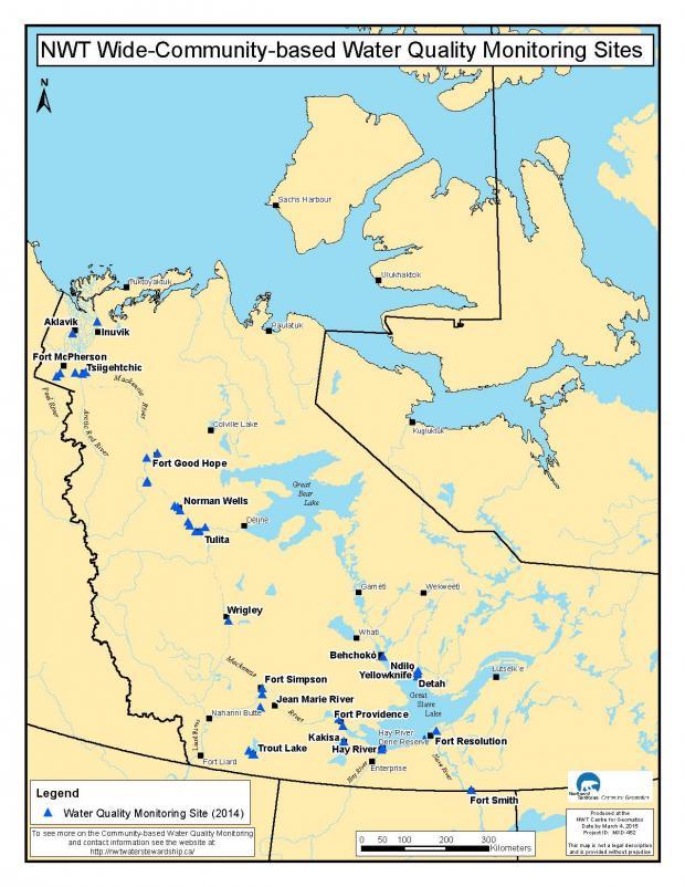 Map of NWT showing the different monitoring locations