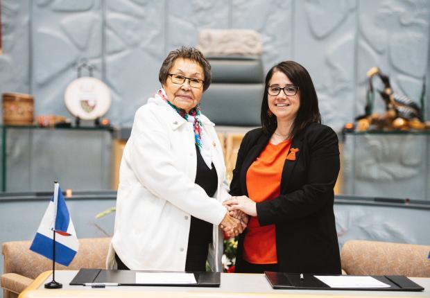 Minister Lesa Semmler is sworn in by Commissioner Margaret Thom in December 2023.