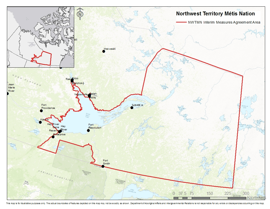 Map of Northwest Territory Métis Nation Interim Measures Agreement area