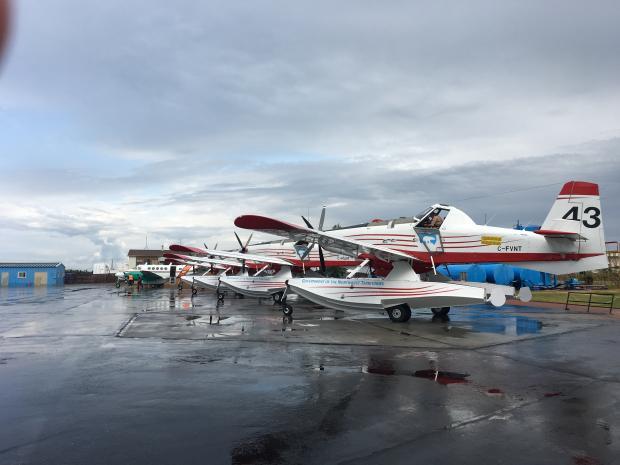An image of Yellowknife airtanker base awaiting dispatch