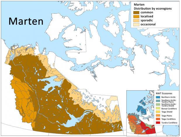 map of Marten distribution