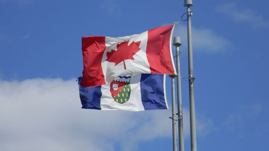 Canadian and Northwest Territories flags